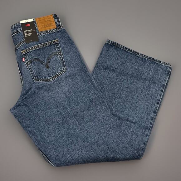 Levi's Premium Low Loose Jeans Womens 30 Relaxed Straight Leg Medium Wash NEW - Picture 1 of 6